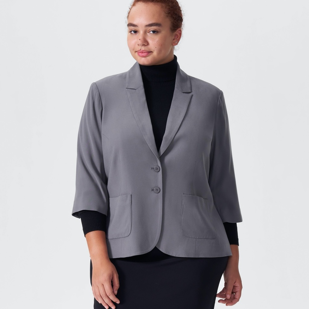 Universal Standard Meg Short Blazer Slate Grey